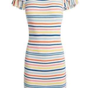 Alice + Olivia Striped Ruffle Sleeve Dress